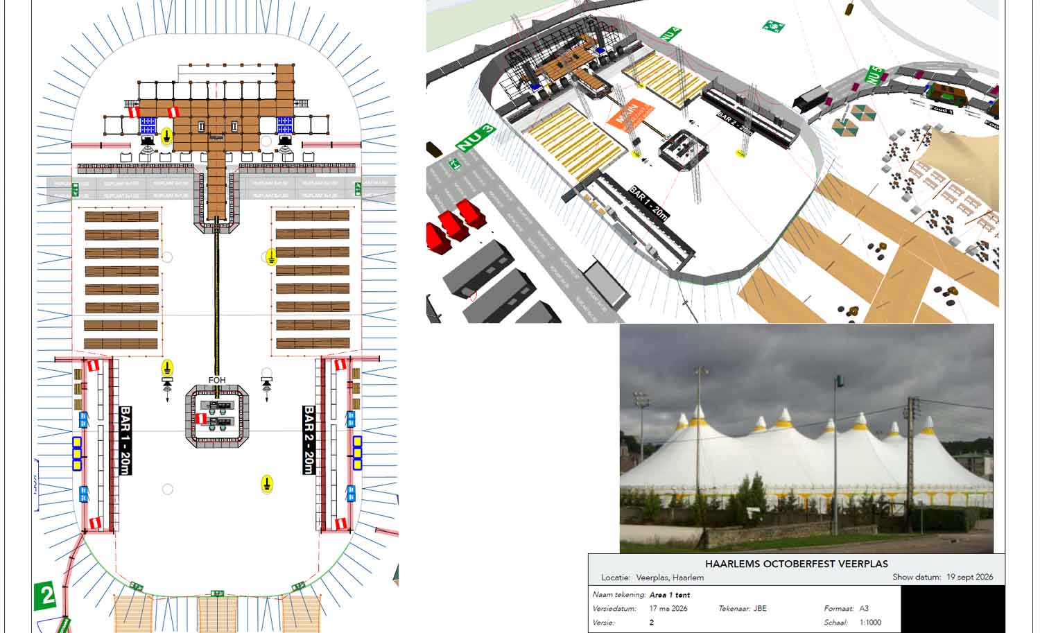 Technische tekening van de Haarlems Oktoberfest plattegrond, alternatieve weergave